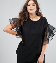 Туника с оборками на рукавах ASOS CURVE - Черный