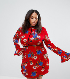 Платье с цветочным принтом и бархатным кантом Rage Plus - Мульти