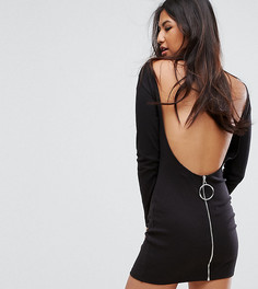 Платье в рубчик с открытой спиной и молнией Missguided - Черный