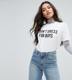Oversize-футболка с надписью I Dont Dress For Boys Missguided - Серый