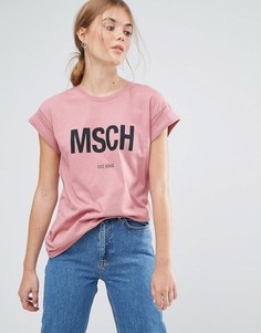 Футболка бойфренда с логотипом в университетском стиле Moss Copenhagen - Розовый