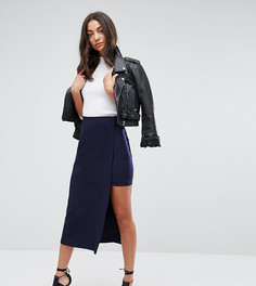 Двухслойная юбка прямого кроя с пуговицами ASOS TALL Tailored - Темно-синий