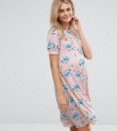 Платье-трапеция с цветочным принтом и складками на рукавах ASOS Maternity - Мульти