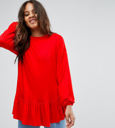Топ с пышными рукавами и оборками ASOS TALL - Красный
