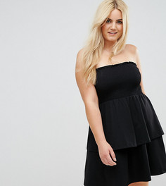 Сарафан-бандо мини с баской ASOS CURVE - Черный