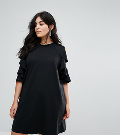Свободное платье с оборками ASOS CURVE - Черный