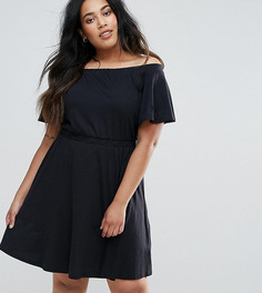 Короткое приталенное платье с открытыми плечами ASOS CURVE - Черный