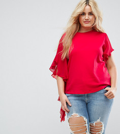 Футболка с ткаными асимметричными оборками ASOS CURVE - Красный