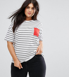 Футболка в полоску с контрастным карманом ASOS CURVE - Мульти