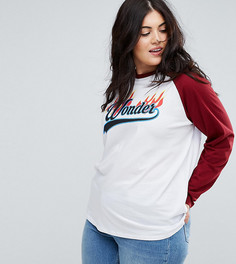 Топ оверсайз с рукавами реглан и принтом ASOS CURVE - Мульти