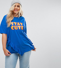 Футболка с рюшами и принтом Stay Cute ASOS CURVE - Мульти
