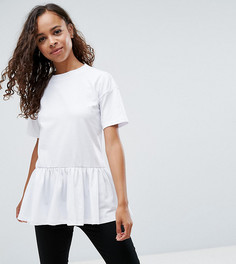 Повседневный топ с присборенной юбкой ASOS PETITE - Белый