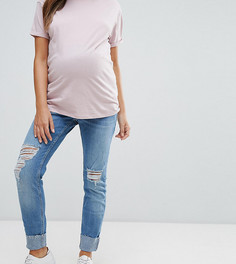 Джинсы с отворотами и посадкой над животом New Look Maternity - Синий