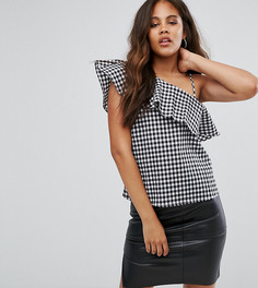Топ на одно плечо в клетку New Look Tall - Черный