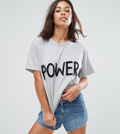 Футболка бойфренда с отделкой ASOS PETITE - Серый
