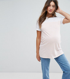 Футболка с кокеткой в полоску New Look Maternity - Оранжевый