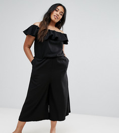 Комбинезон с юбкой-брюками и оборкой New Look Curve - Черный