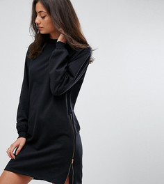 Трикотажное oversize-платье с молниями ASOS TALL - Черный