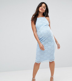 Кружевное платье-футляр миди с укороченным топом ASOS Maternity NURSING - Синий