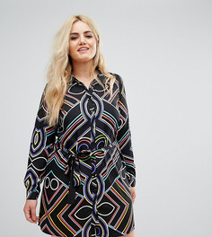 Платье-рубашка с принтом в яркую полоску AX Paris Plus - Мульти