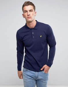 Темно-синяя футболка-поло с длинными рукавами и логотипом Lyle &amp; Scott - Темно-синий