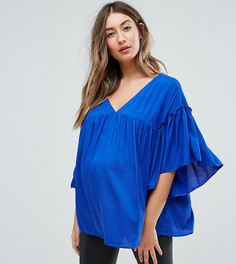 Свободный топ с рукавами-оборками ASOS Maternity - Синий