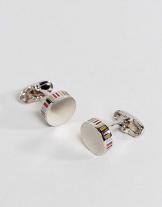 Круглые серебристые запонки с полосой по краю Paul Smith - Серебряный