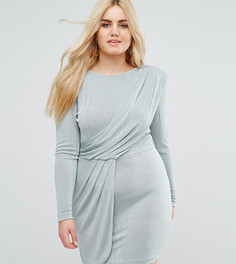 Асимметричное облегающее платье мини с подплечниками ASOS CURVE - Зеленый