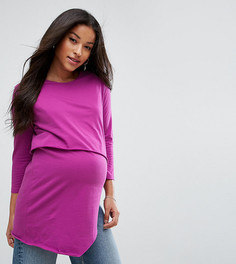 Двухслойный асимметричный топ для кормящих мам ASOS Maternity - Фиолетовый