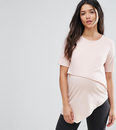 Двухслойный асимметричный топ с короткими рукавами ASOS Maternity NURSING - Розовый