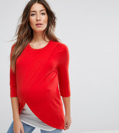 Лонгслив с запахом для беременных и кормящих мам ASOS Maternity - Красный
