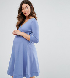 Короткое приталенное платье для беременных с запахом ASOS Maternity - Синий
