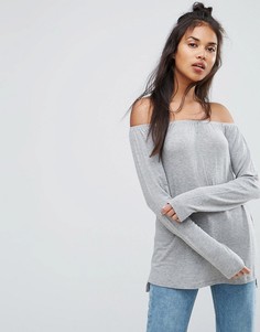 Свободный топ с открытыми плечами ASOS - Серый