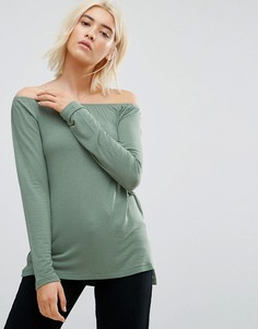 Свободный топ с открытыми плечами ASOS - Зеленый