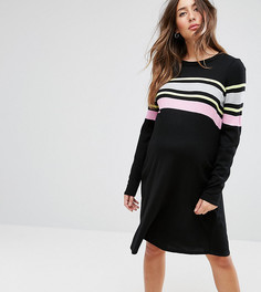 Свободное трикотажное платье с полосками ASOS MATERNITY - Мульти