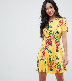 Желтое чайное платье мини с цветочным принтом ASOS PETITE - Желтый
