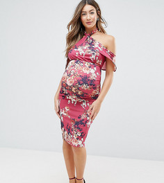 Мягкое платье-футляр с оборками на лифе и цветочным принтом ASOS Maternity - Мульти