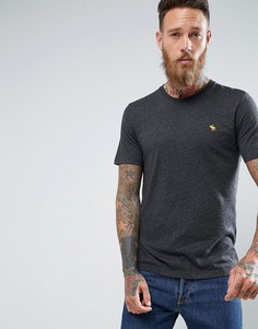 Темно-серая футболка слим с круглым вырезом и логотипом Abercrombie &amp; Fitch - Серый