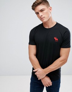 Черная футболка узкого кроя с круглым вырезом и логотипом Abercrombie &amp; Fitch - Черный