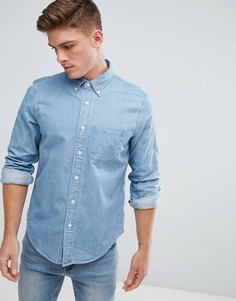 Выбеленная джинсовая рубашка узкого кроя с карманом Abercrombie &amp; Fitch - Синий