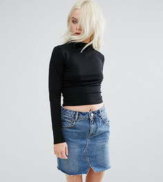 Укороченный топ с длинными рукавами и высоким воротом ASOS PETITE - Черный