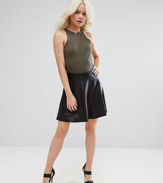 Расклешенная мини-юбка из искусственной кожи ASOS PETITE - Черный