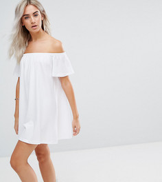 Платье мини с открытыми плечами ASOS PETITE - Белый