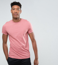 Розовая футболка с круглым вырезом и отворотами на рукавах ASOS TALL - Розовый