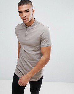 Длинное обтягивающее поло серого цвета ASOS - Коричневый
