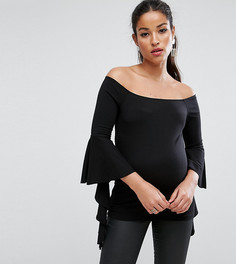 Топ с открытыми плечами и оборками ASOS Maternity - Черный
