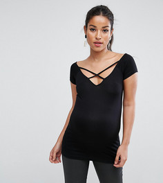 Топ с открытыми плечами и отделкой ремешками ASOS Maternity - Черный