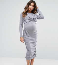 Платье со свободным воротом для кормящих мам ASOS Maternity NURSING - Серый
