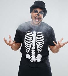 Свободная футболка с принтом грудной клетки ASOS PLUS Halloween - Черный