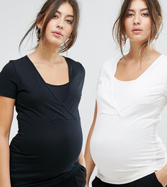 2 трикотажных топа с короткими рукавами Mamalicious - Мульти Mama.Licious